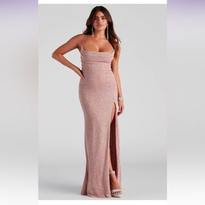 Windsor blush pink cowl neck prom/formal dress